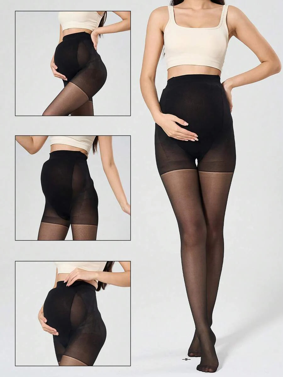 Maternity Black Leggings - Adjustable Belly Support Elastic Soft Stretch, Spring Autumn