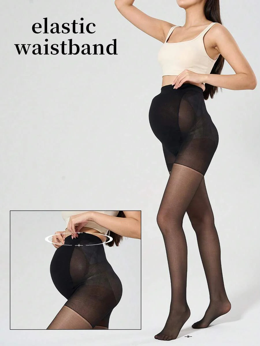 Maternity Black Leggings - Adjustable Belly Support Elastic Soft Stretch, Spring Autumn