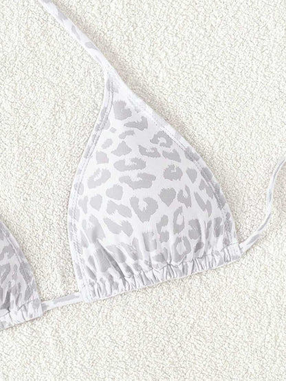 Swim Vcay 1pc Women's Leopard Print Halter Bikini Top For Summer Beach Vacation