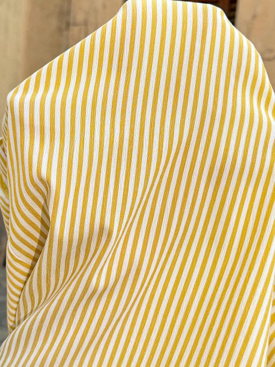 Maternity 2-Piece Summer Vacation Set Yellow Striped Ruffle Bandeau Top and Adjustable Waist Mini Shorts Beach Outfit
