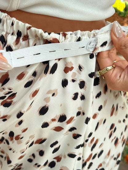 Leopard Print Wide Leg Maternity Pants Ultra High Waist Loose Fit Apricot Boho Flowy Long Trousers for Pregnancy Casual Vacation