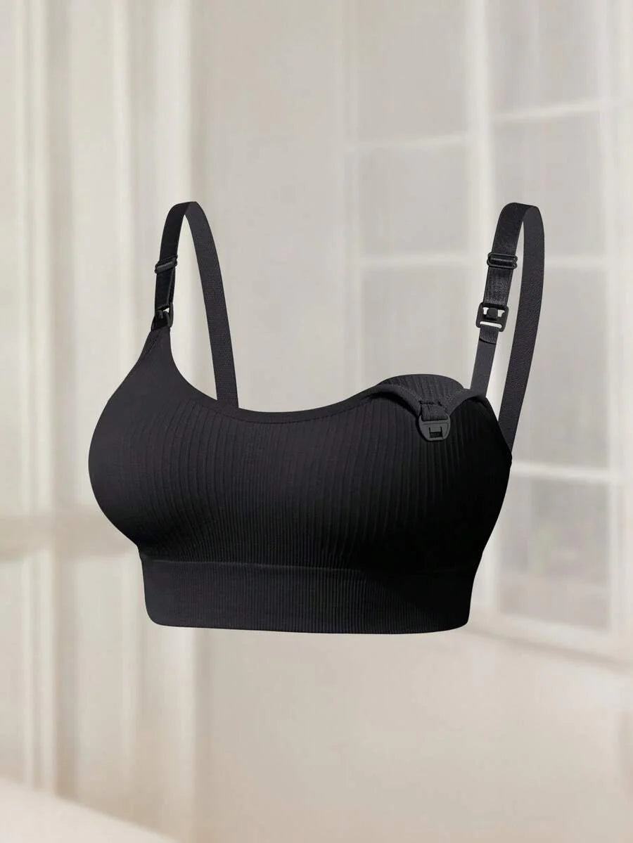 Plus Size Seamless Ribbed Nursing Bra - Comfortable Wireless Breastfeeding