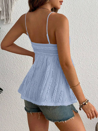 Pleated Lace Maternity Camisole - Apricot Slim Fit Ruched Spaghetti Strap Knitted Cami Top for Daily Wear