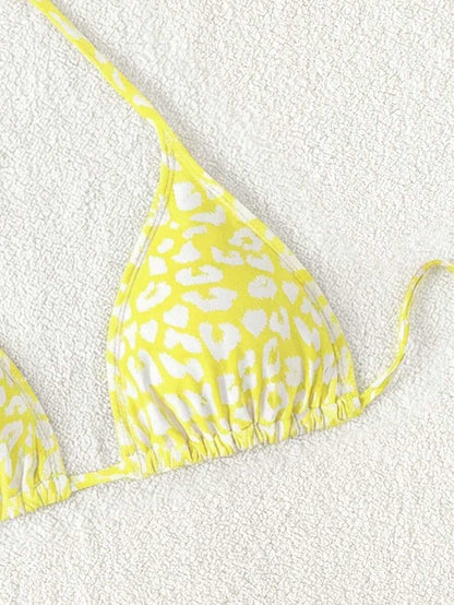 Swim Vcay 1pc Women's Leopard Print Halter Bikini Top For Summer Beach Vacation
