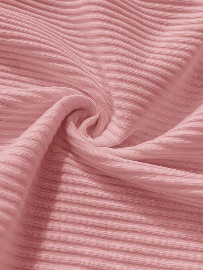 Maternity Square Neck Ribbed Short Sleeve T-Shirt - Slim Fit Cotton Knit Casual Tee with Scallop Trim Details