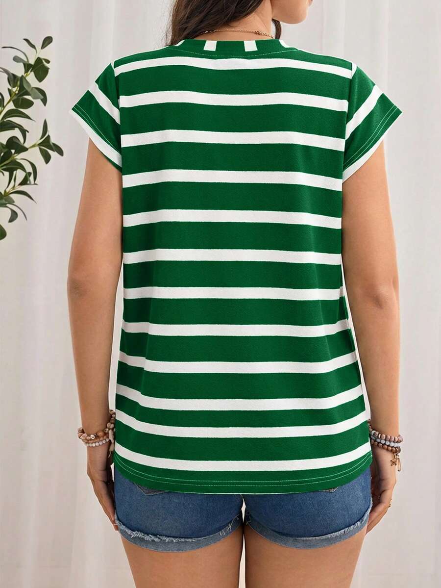 Maternity Short Sleeve Striped T-Shirt, Minimalist & Stylish, Suitable For Summer