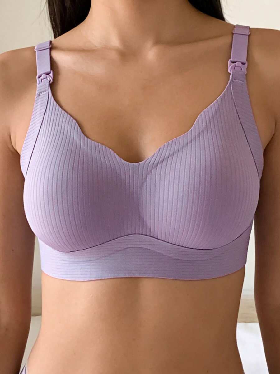 Maternity Nursing Bra - Wireless Anti-Sagging Breastfeeding Half-Fixed Lift Clip-Open, Postpartum