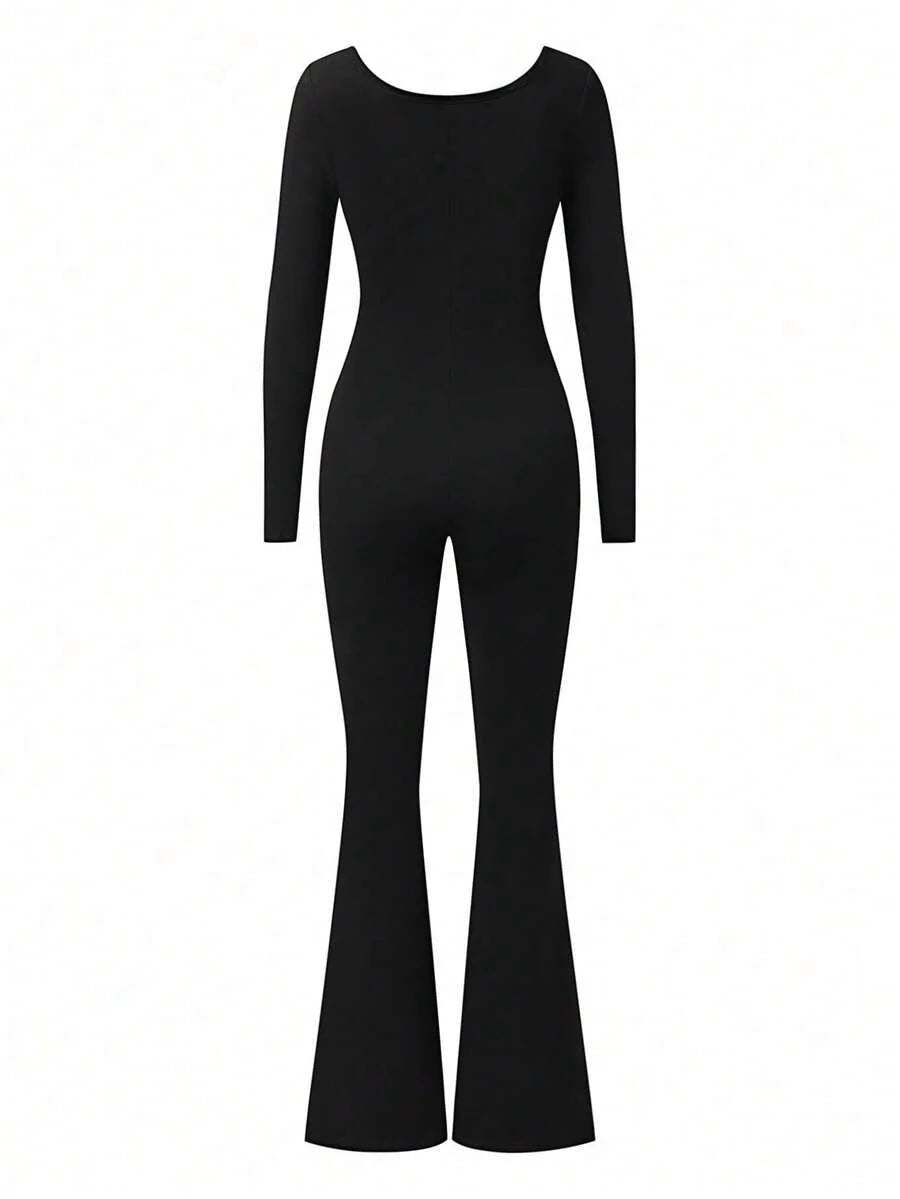 Maternity Long Sleeve Jumpsuit, Tight & Comfortable Casual Outfit