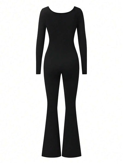 Maternity Long Sleeve Jumpsuit, Tight & Comfortable Casual Outfit