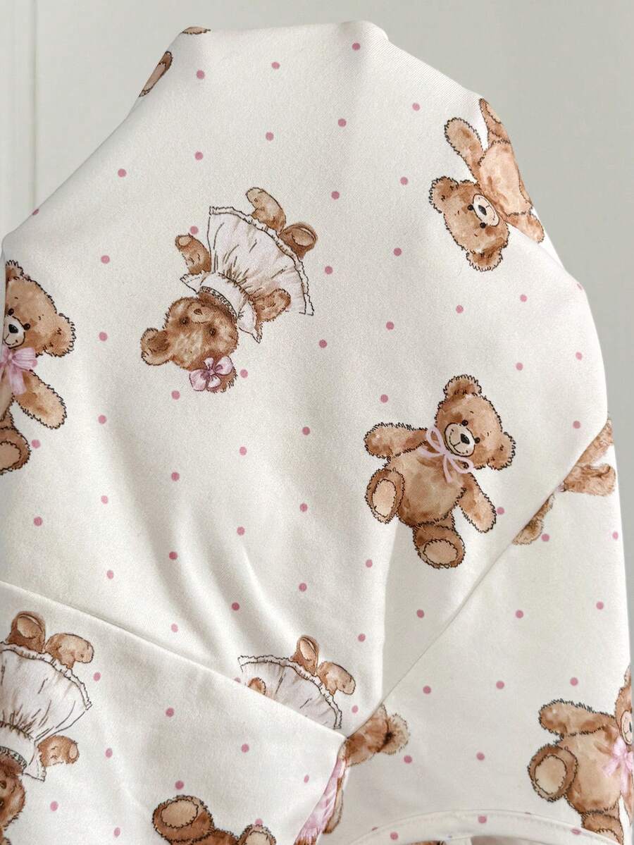 Maternity Summer Casual Polka Dot Bear Print Sleeveless Jumpsuit Cute