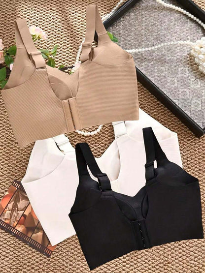 3-Piece Women's Breathable Plus Size Sports Bra - Wireless Lifting Support