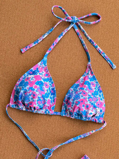 Swim Vcay 2026 Spring/Summer Women's Spaghetti Strap Halter Neck Black Base White Polka Dot Random Print Sweet Cute Side High Cut Bikini Swimwear 2-Piece Set Vacation Bikini Set Pink Bikini Set High Leg Bikini Set Modest Bikini Set Bikini Set