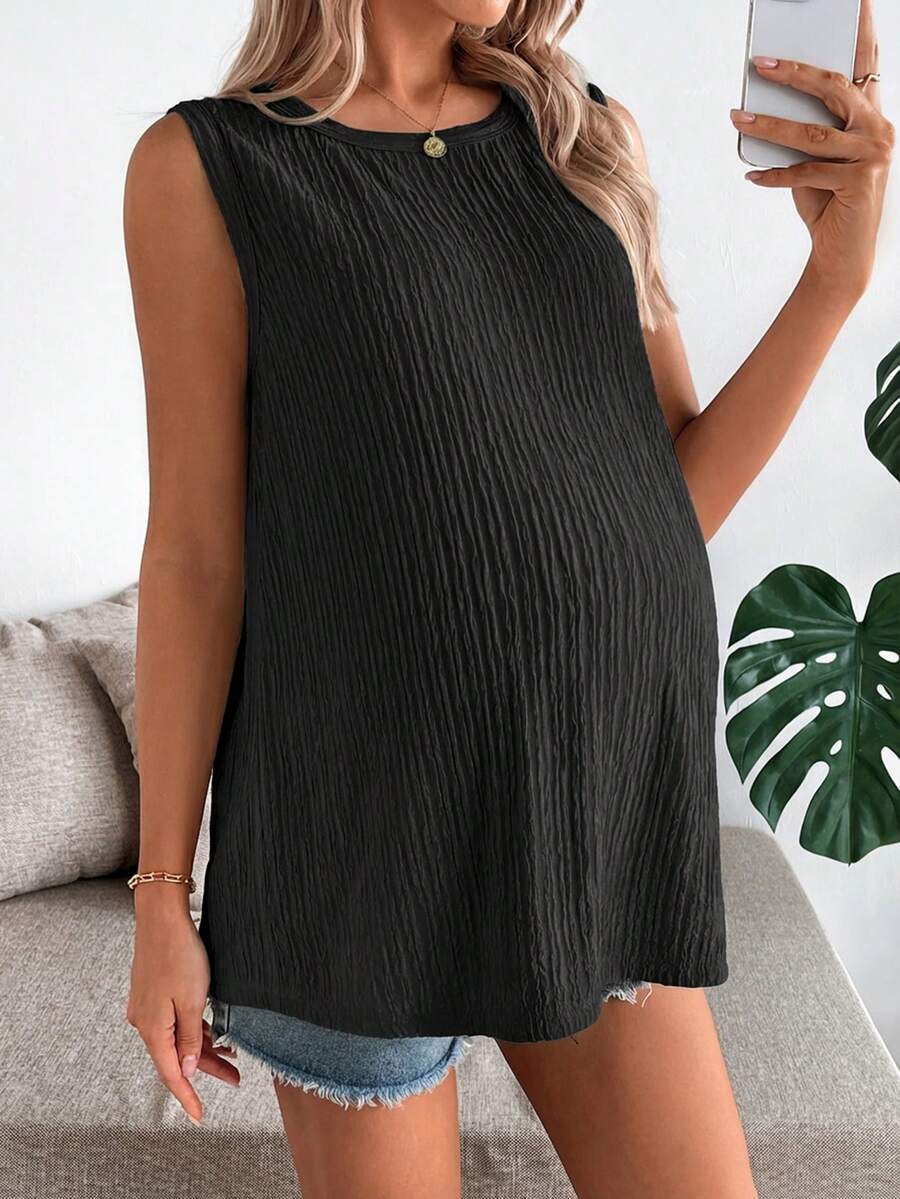 Maternity Black Open Back Camisole with Bow Detail Summer Sleeveless Maternity Tank Top for Beach and Casual Everyday Wear