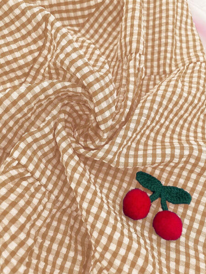 Maternity Cherry Decor Plaid Ruffle Hem Camisole Dress Picnic Dress For Woman Summer Maternity Dress Cherry Dress Women Midi Summer Dress Casual Sundress