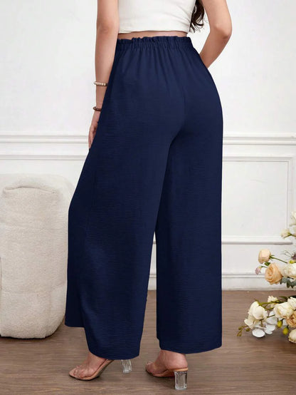 Maternity Wide Leg Pants Loose Fit Redwood Drawstring Elastic Waist Casual Long Trousers for Home and Summer Comfort