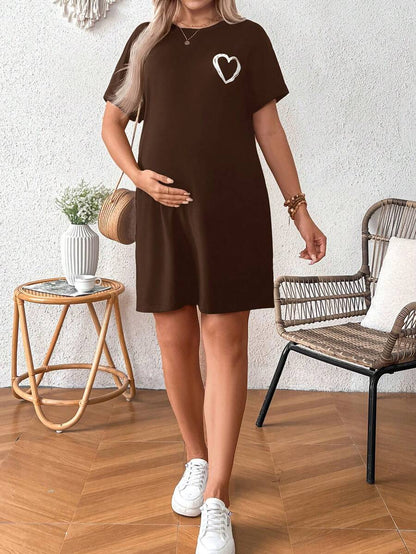 Loose Maternity Summer Dress With Heart-Shaped Print