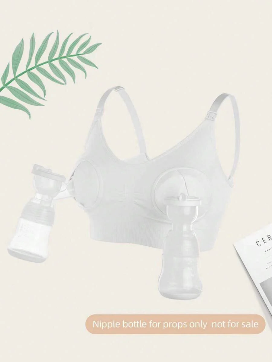 Maternity Nursing Bra - Pump Support Front Clasp Hands Free Pumping Wireless Breastfeeding