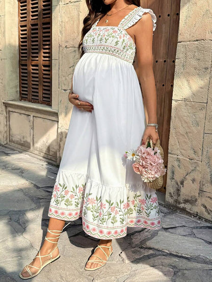 Maternity Casual Floral Print Sleeveless Dress