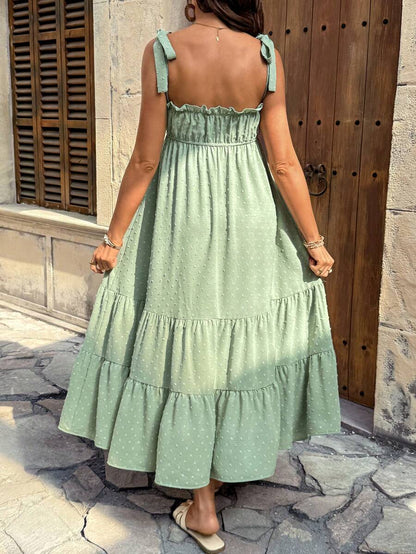 Pregnant Women's Jacquard Pleated Knotted Shoulder Casual Party Outing Camisole Dress