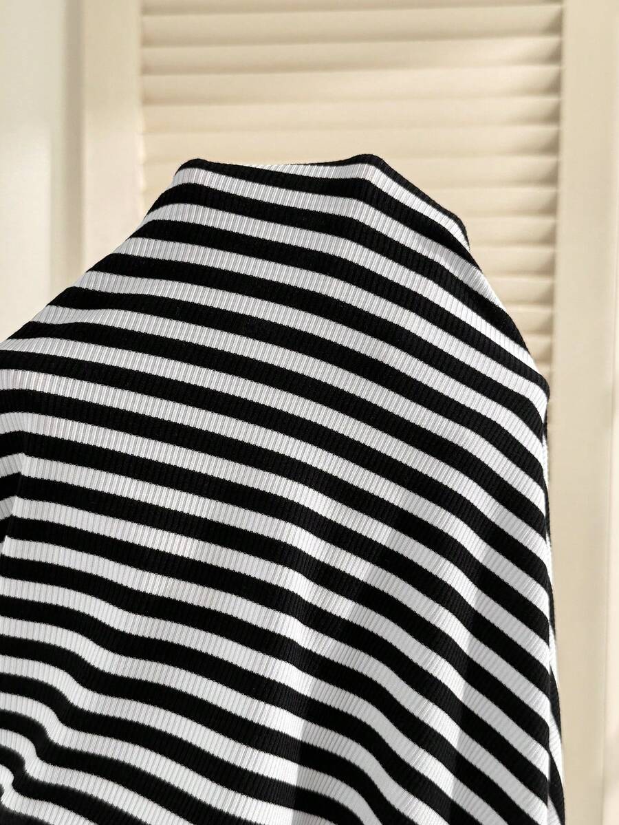 Maternity Striped Knight Embroidery Lapel Cap Sleeve Fitted Bodycon Casual Short Dress