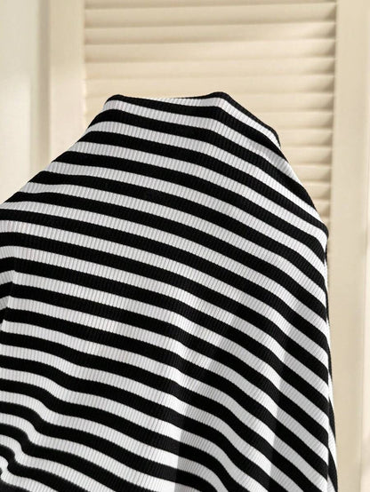 Maternity Striped Knight Embroidery Lapel Cap Sleeve Fitted Bodycon Casual Short Dress