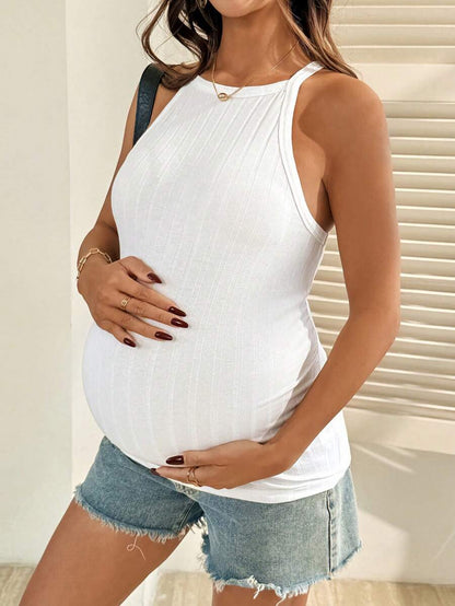 Maternity Sleeveless Casual Solid Color Versatile Halter Top For Daily Wear Cute Summer Beach Casual Holiday Top