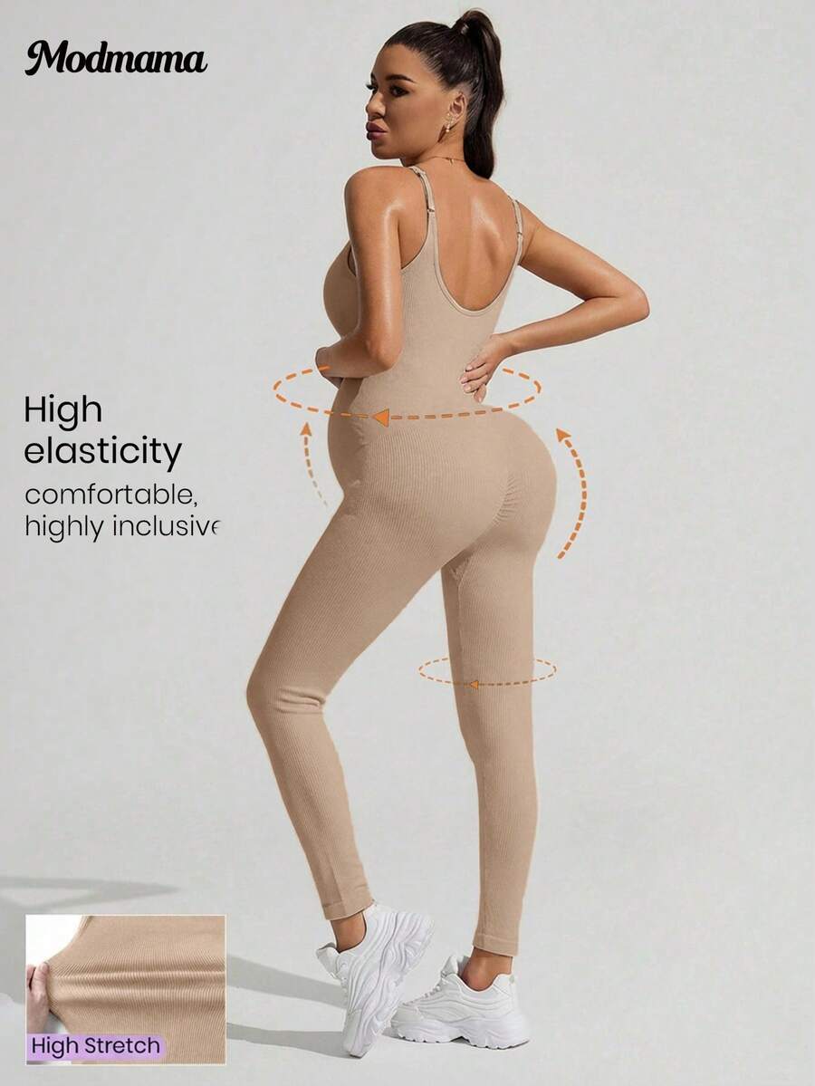 Solid Color Sleeveless Maternity Jumpsuit, Maternity Jumpsuit, Maternity Wear