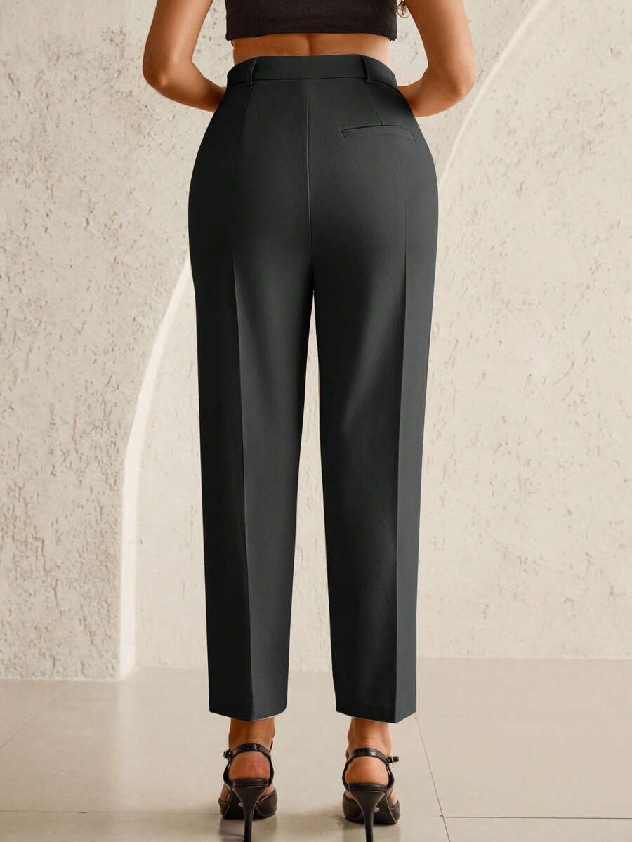 Maternity Tailored Office Pants - Adjustable Waist, Belly Support, Cropped, Khaki