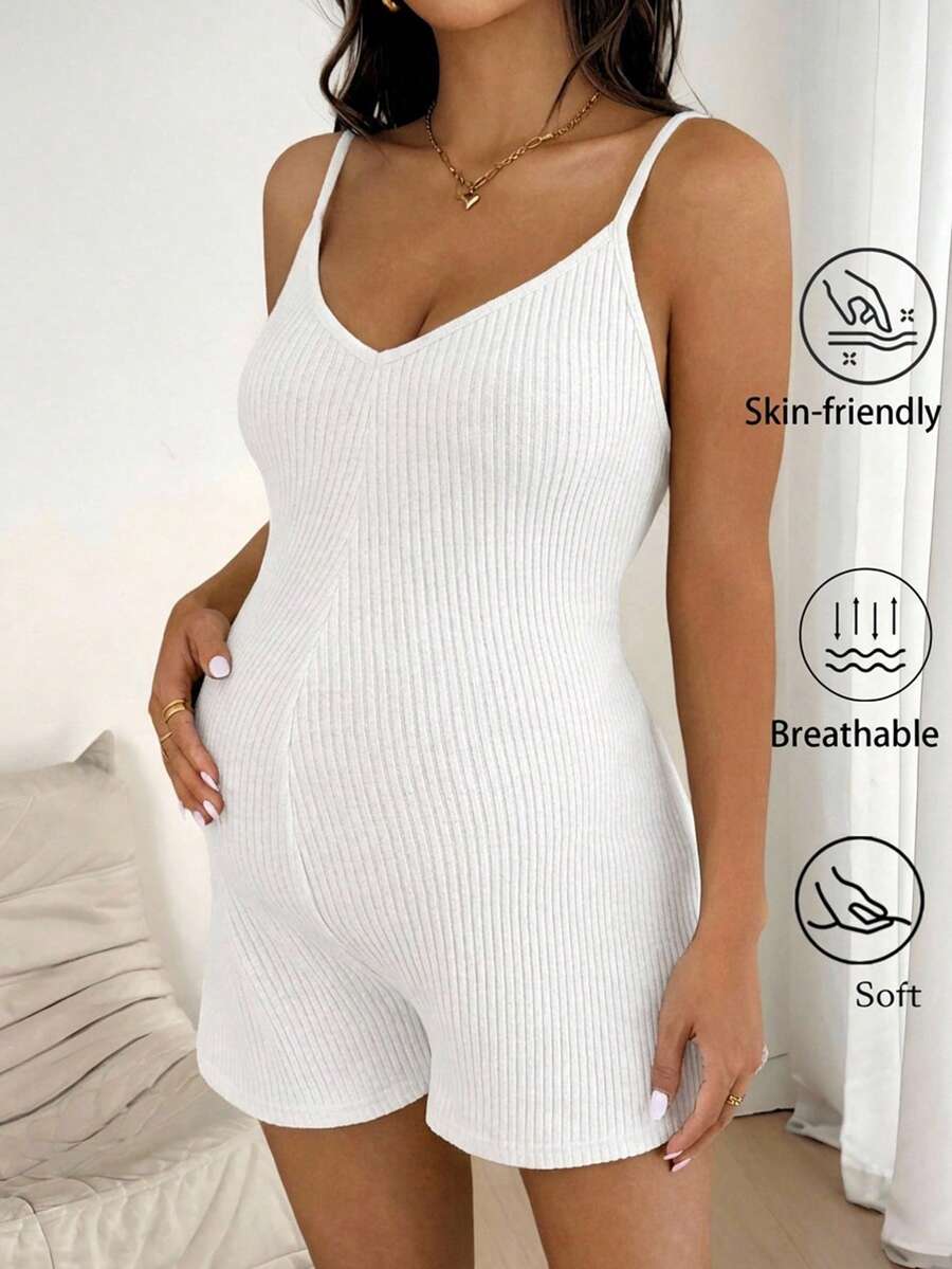 Maternity Jumpsuit for Women – Adjustable Strap Casual Romper