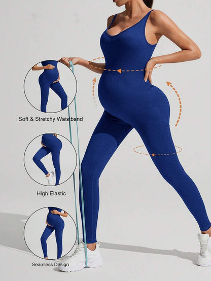 Solid Color Sleeveless Maternity Jumpsuit, Maternity Jumpsuit, Maternity Wear