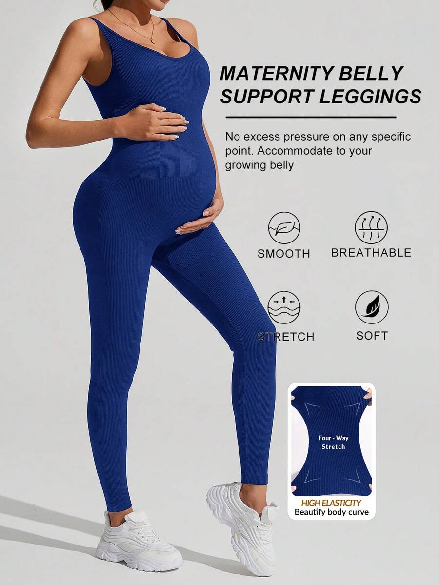 Solid Color Sleeveless Maternity Jumpsuit, Maternity Jumpsuit, Maternity Wear