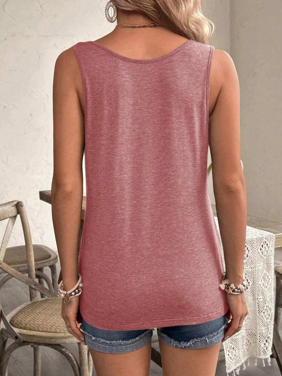 Maternity Solid Color Scoop Neck Sleeveless Nursing Top - Casual Summer Pullover