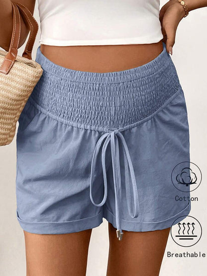 Women's Cotton Linen Casual Beach Shorts with Drawstring Waist and Pockets, Loose Fit Army Green Summer Track Shorts for Country Concerts