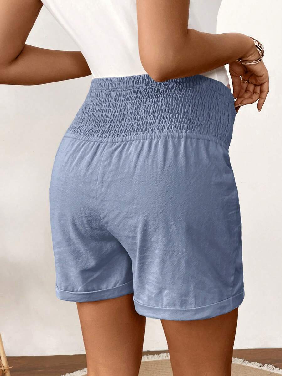 Dusty Pink 100% Cotton Maternity Shorts – Comfortable Drawstring Waist Track Shorts with Pockets for Summer Casual & Beach Wear