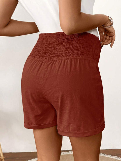 Women's Cotton Linen Casual Beach Shorts with Drawstring Waist and Pockets, Loose Fit Army Green Summer Track Shorts for Country Concerts