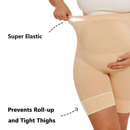 Maternity Shapewear Over Belly Shorts - Anti-Chafing Seamless Underwear for Dresses