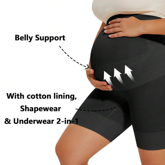 Maternity Shapewear Over Belly Shorts - Anti-Chafing Seamless Underwear for Dresses