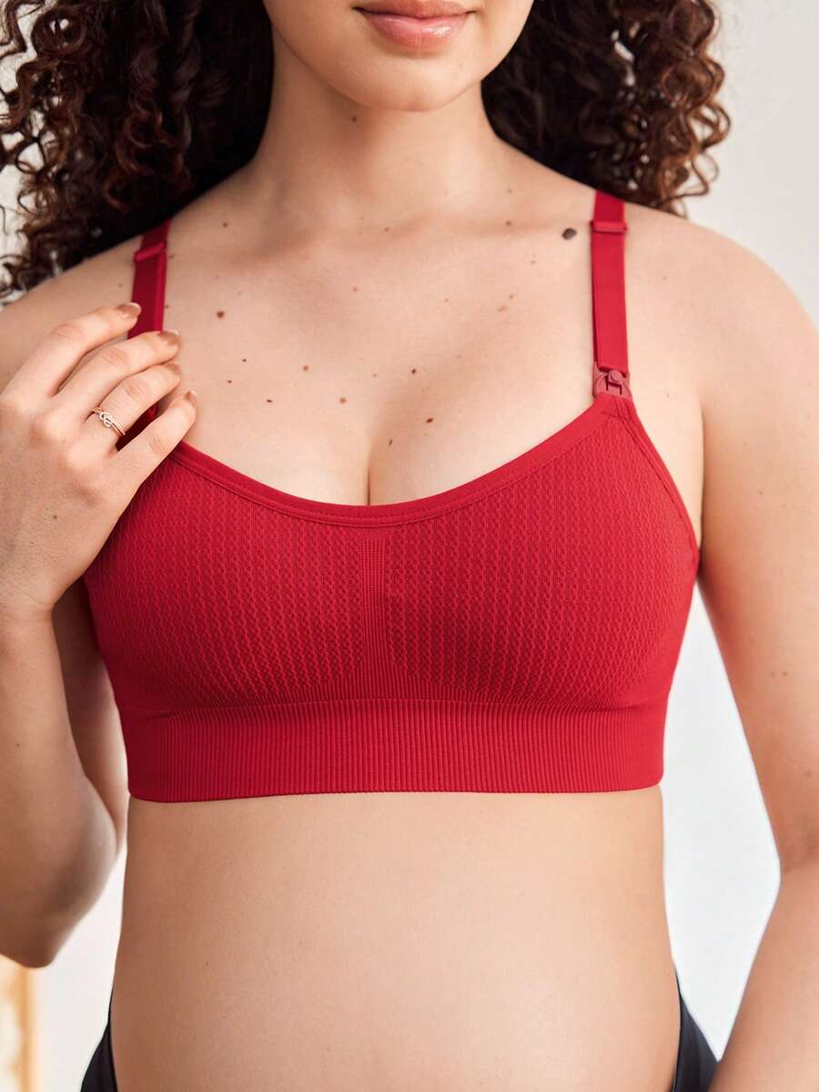 Maternity Seamless Nursing Bra Women Solid Ribbed Comfortable Breastfeeding Support Bra