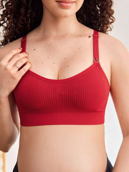 Maternity Seamless Nursing Bra Women Solid Ribbed Comfortable Breastfeeding Support Bra