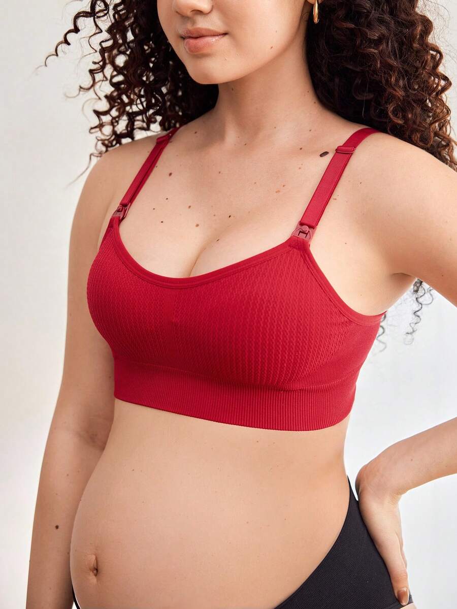 Maternity Seamless Nursing Bra - Solid Color Adjustable Straps Breathable Wireless Breastfeeding