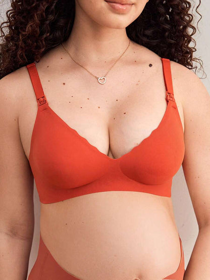 Seamless Fruit Print Nursing Bra for Maternity - Wireless Scallop Edge Jelly Style Bra with Removable Padding and Adjustable Straps