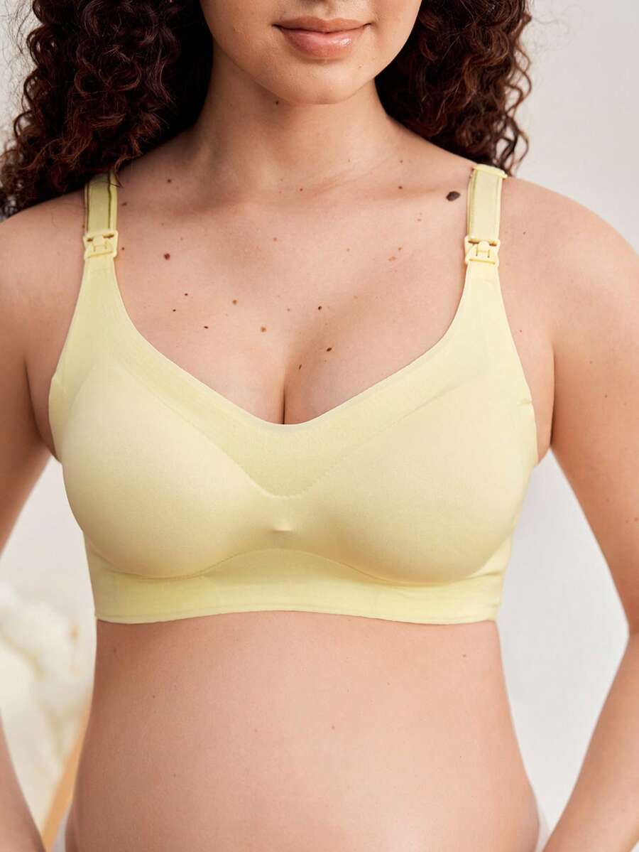 Maternity Solid Color Adjustable Strap Nursing Bra Women Comfortable Wireless Breastfeeding Support Bra