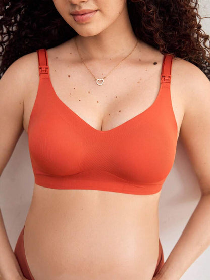 Maternity Solid Color Adjustable Strap Nursing Bra Women Comfortable Wireless Breastfeeding Support Bra