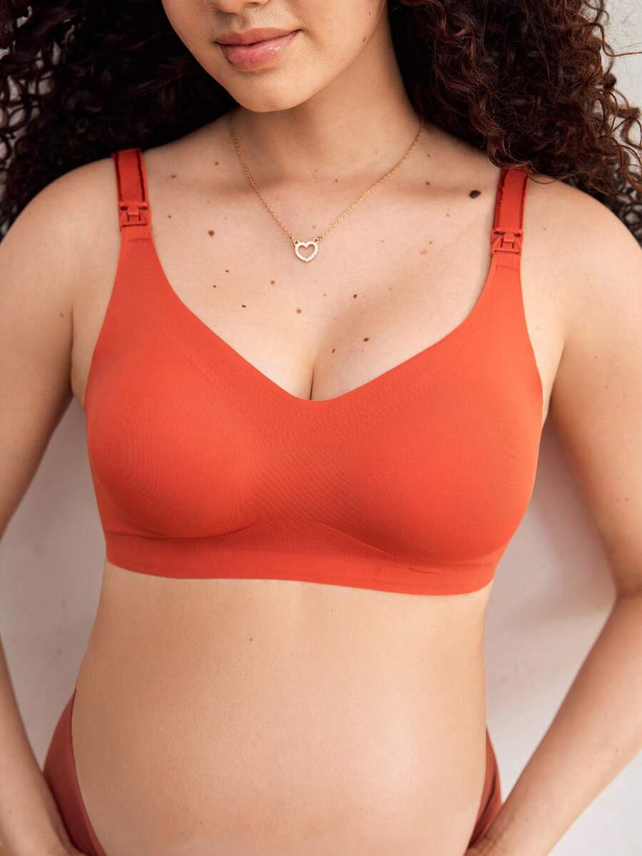 Maternity Seamless Nursing Bra Women Solid Color Wireless Breastfeeding Comfortable Support Bra