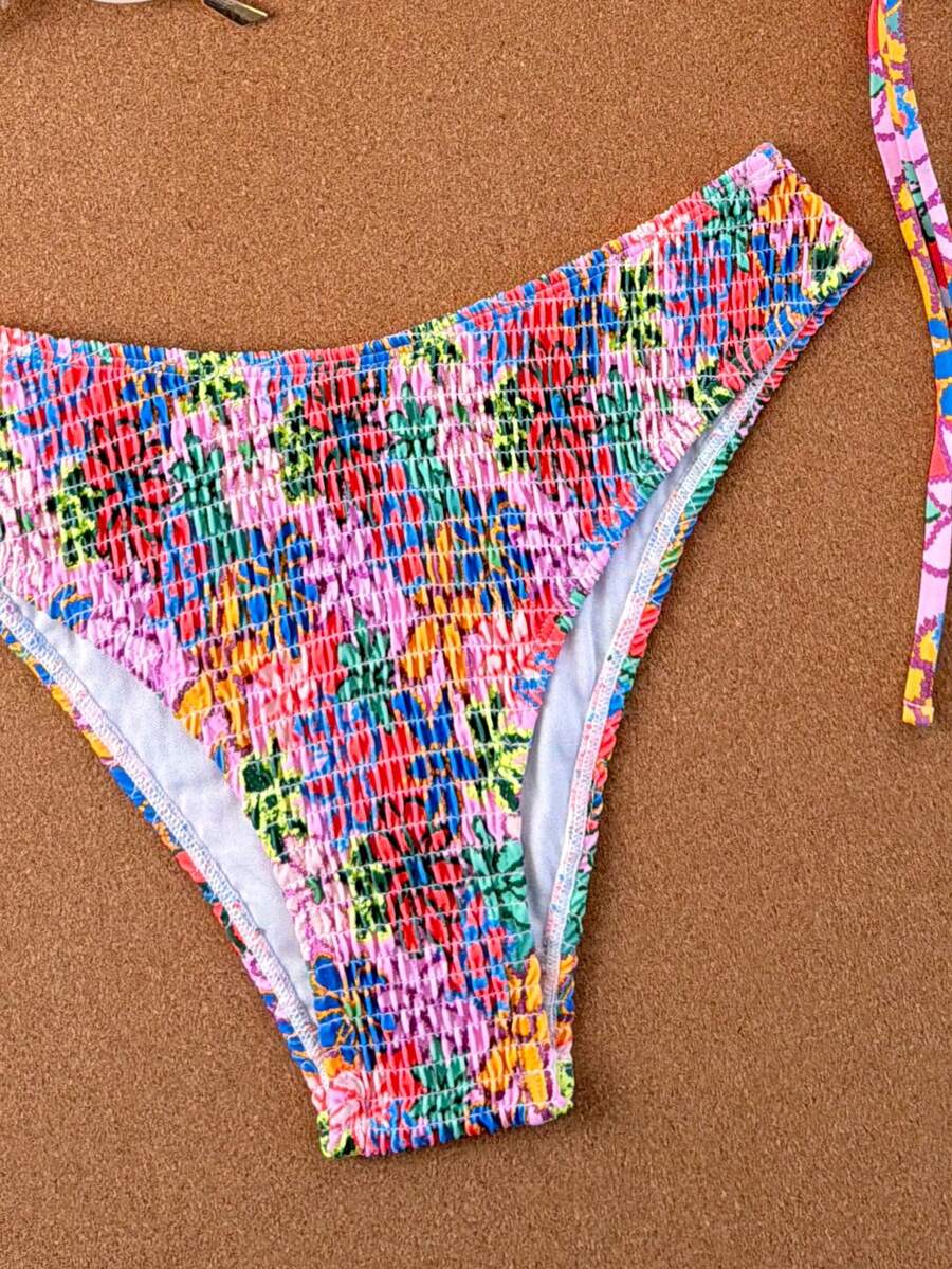 Swim Vcay 2026 Spring/Summer Women's Spaghetti Strap Halter Neck Black Base White Polka Dot Random Print Sweet Cute Side High Cut Bikini Swimwear 2-Piece Set Vacation Bikini Set Pink Bikini Set High Leg Bikini Set Modest Bikini Set Bikini Set