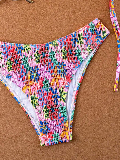 Swim Vcay 2026 Spring/Summer Women's Spaghetti Strap Halter Neck Black Base White Polka Dot Random Print Sweet Cute Side High Cut Bikini Swimwear 2-Piece Set Vacation Bikini Set Pink Bikini Set High Leg Bikini Set Modest Bikini Set Bikini Set