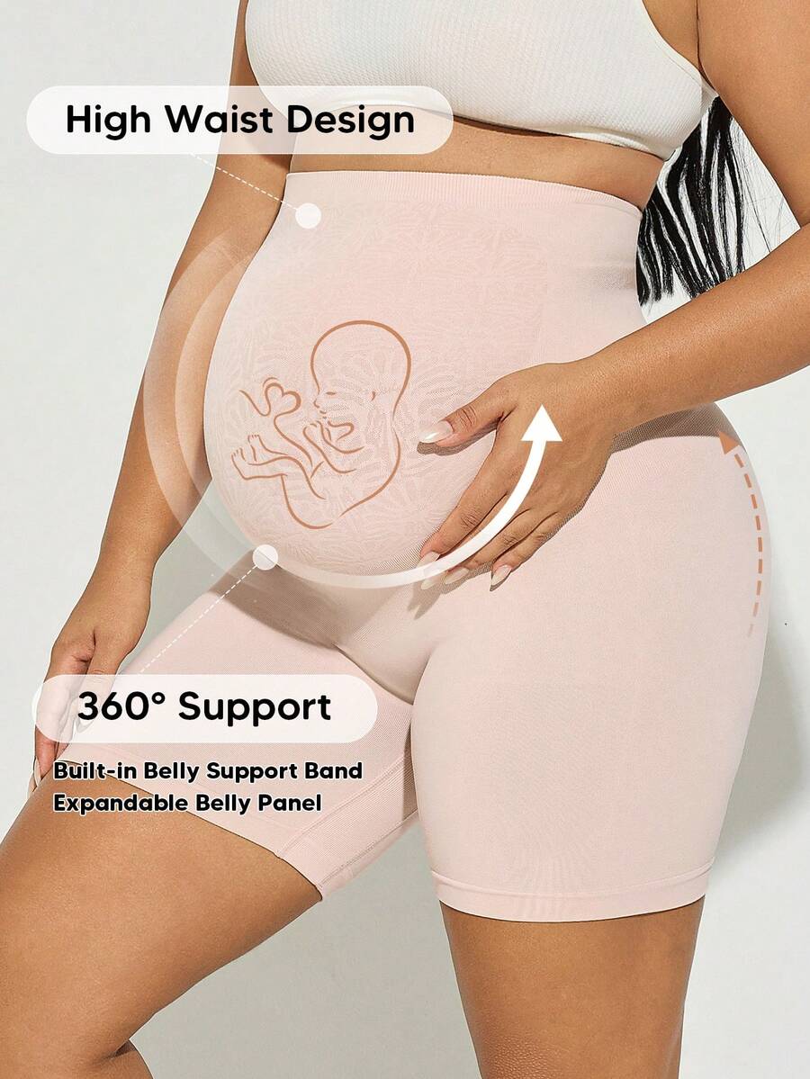 Black High Waist Maternity Shorts - Expandable Abdominal Panel Support