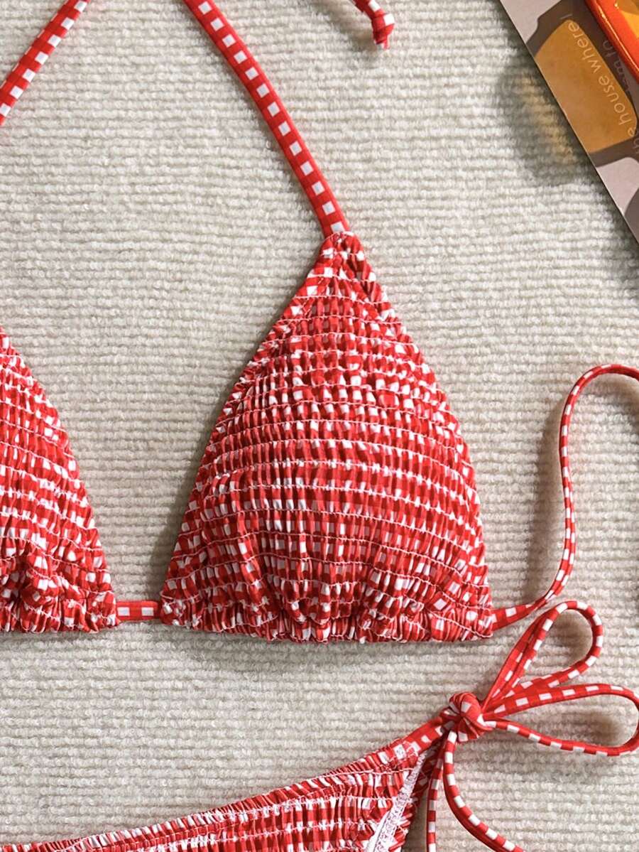 Women's 2-Piece Leopard Print Bikini Set - Ruffled Halter Strap, High Waist, Multicolor
