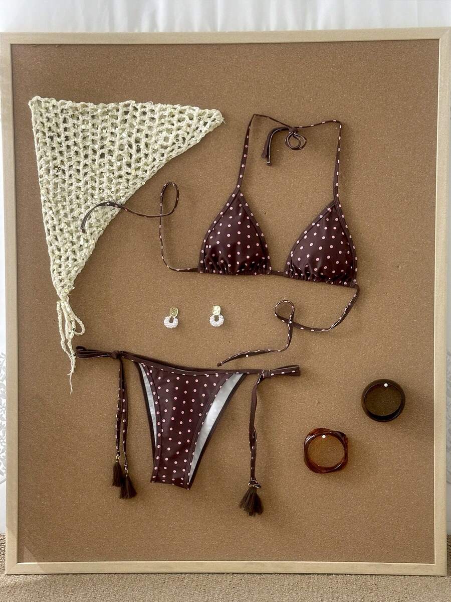 Swim Vcay Women's Summer Vacation Beach Paisley Print Halter Neck Bikini Set