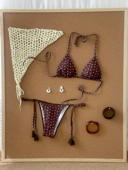 Swim Vcay Women's Summer Vacation Beach Paisley Print Halter Neck Bikini Set